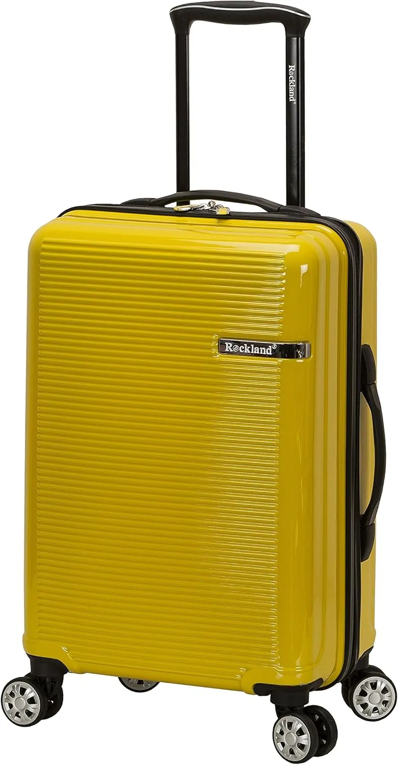 Rockland Horizon Hardside Expandable Spinner Wheel Luggage, Yellow, 3-Piece Set (20/24/28)