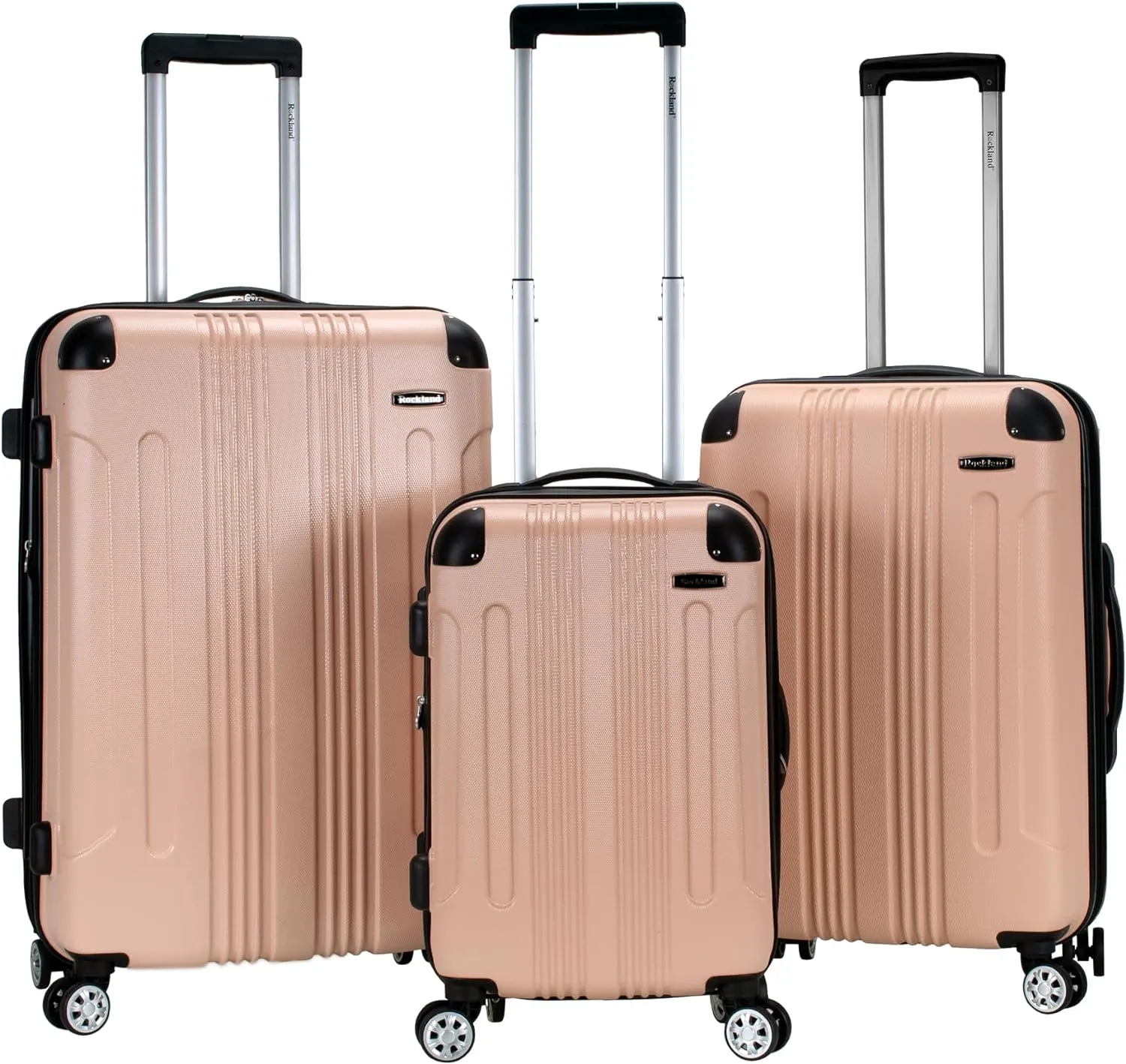 Rockland London Hardside Expandable Luggage with Spinner Wheels, Beige, 28-24-20-Inch