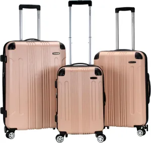 Rockland London Hardside Expandable Luggage with Spinner Wheels, Beige, 28-24-20-Inch