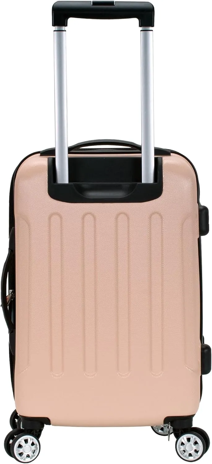 Rockland London Hardside Expandable Luggage with Spinner Wheels, Beige, 28-24-20-Inch