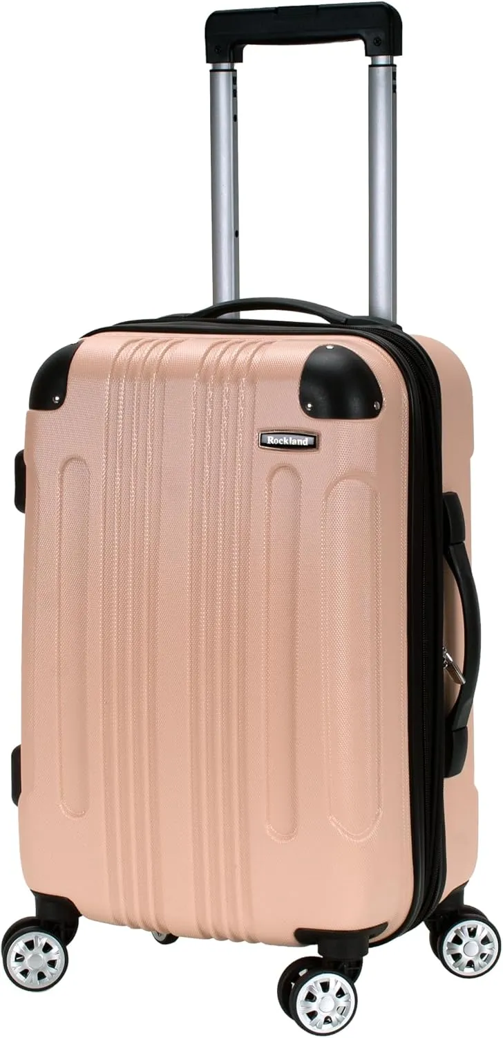 Rockland London Hardside Expandable Luggage with Spinner Wheels, Beige, 28-24-20-Inch