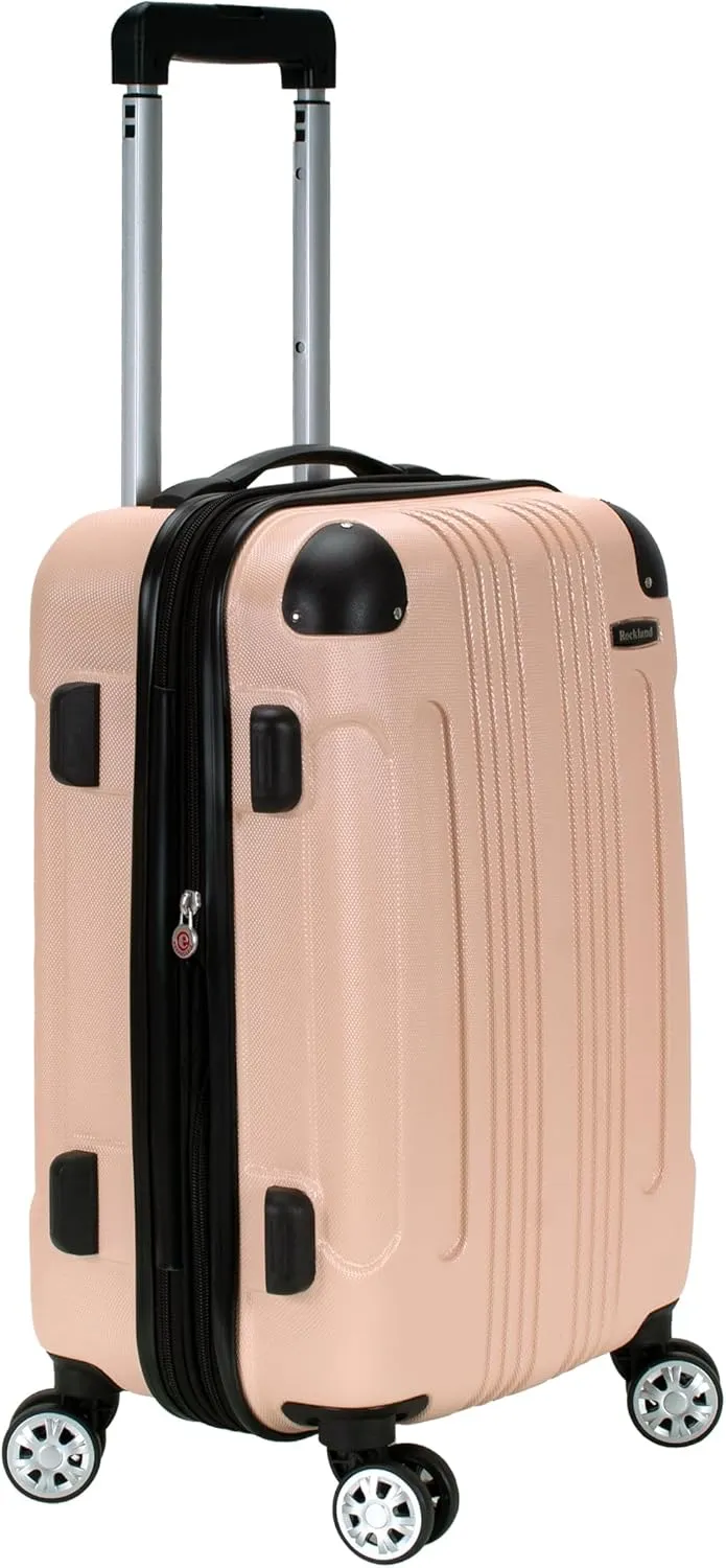 Rockland London Hardside Expandable Luggage with Spinner Wheels, Beige, 28-24-20-Inch