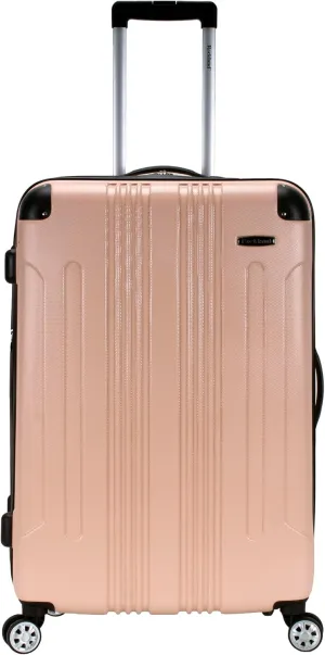 Rockland London Hardside Expandable Luggage with Spinner Wheels, Beige, Checked 28 Inch