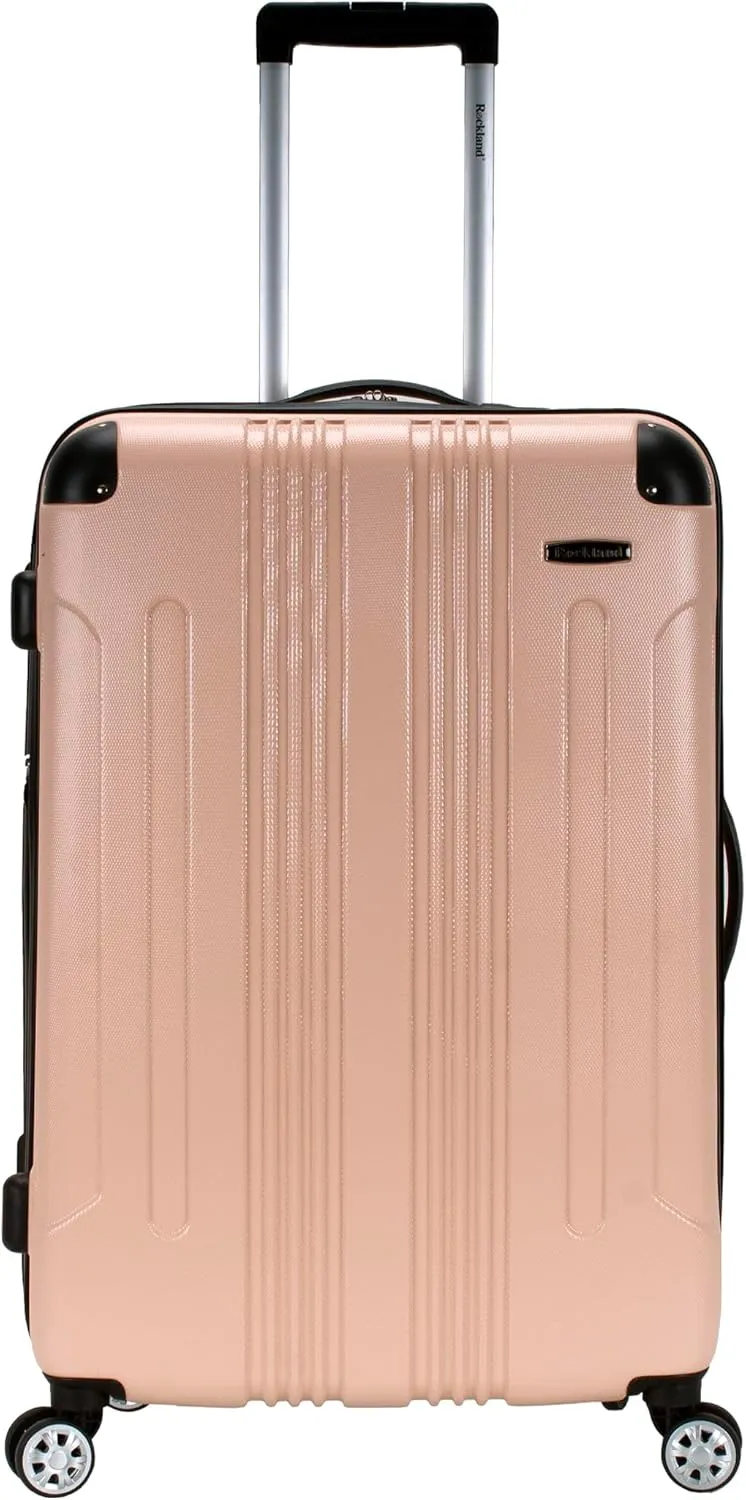 Rockland London Hardside Expandable Luggage with Spinner Wheels, Beige, Checked 28 Inch