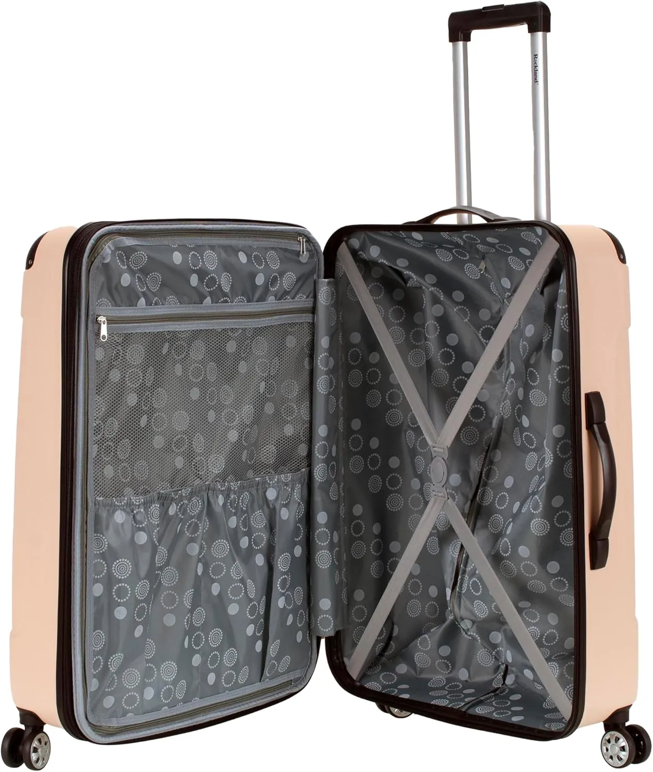 Rockland London Hardside Expandable Luggage with Spinner Wheels, Beige, Checked 28 Inch