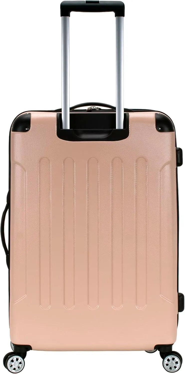 Rockland London Hardside Expandable Luggage with Spinner Wheels, Beige, Checked 28 Inch