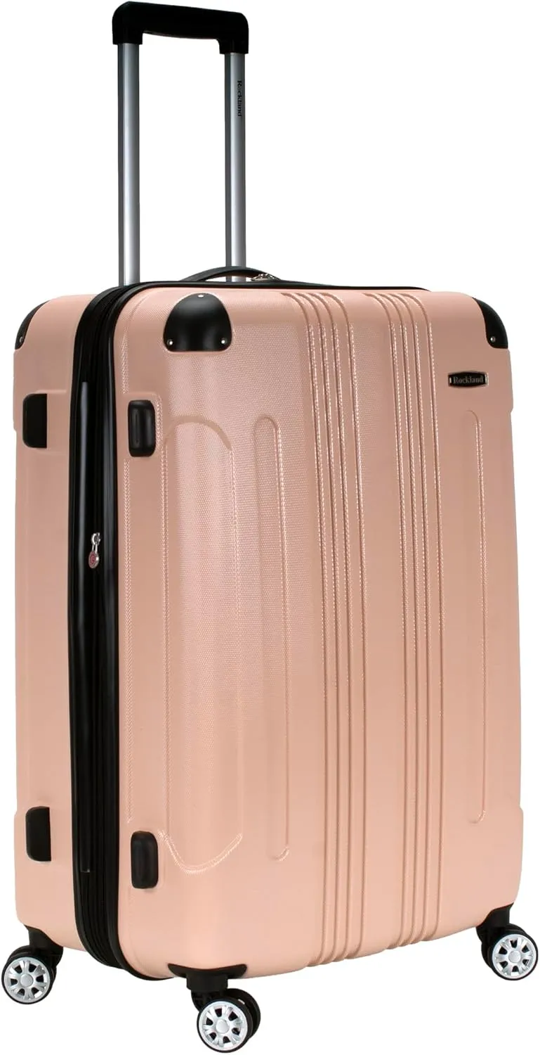 Rockland London Hardside Expandable Luggage with Spinner Wheels, Beige, Checked 28 Inch