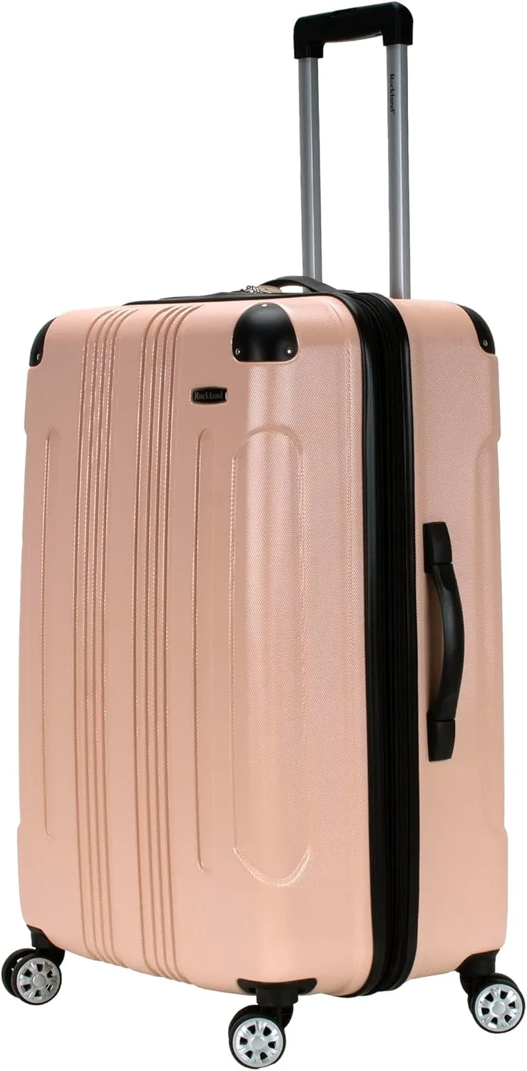 Rockland London Hardside Expandable Luggage with Spinner Wheels, Beige, Checked 28 Inch