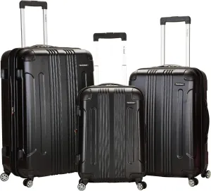 Rockland London Hardside Expandable Luggage with Spinner Wheels, Black, 28-24-20-Inch