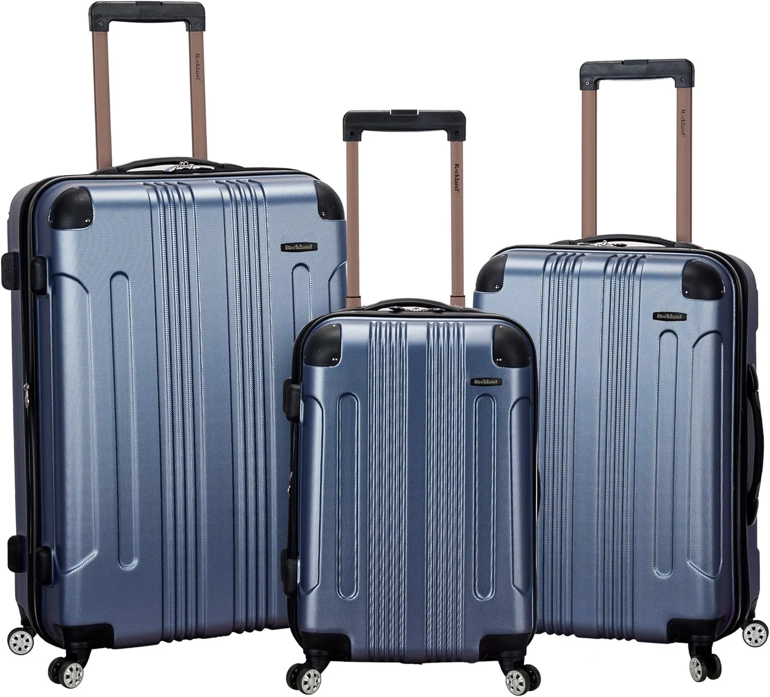 Rockland London Hardside Expandable Luggage with Spinner Wheels, Blue, 28-24-20-Inch
