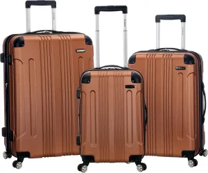 Rockland London Hardside Expandable Luggage with Spinner Wheels, Brown, 28-24-20-Inch