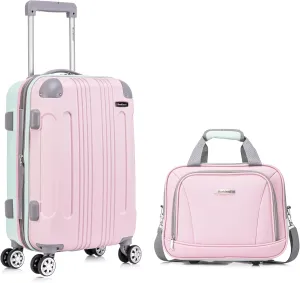Rockland London Hardside Expandable Luggage with Spinner Wheels, Multicolor, 20"/14" 2pc Set