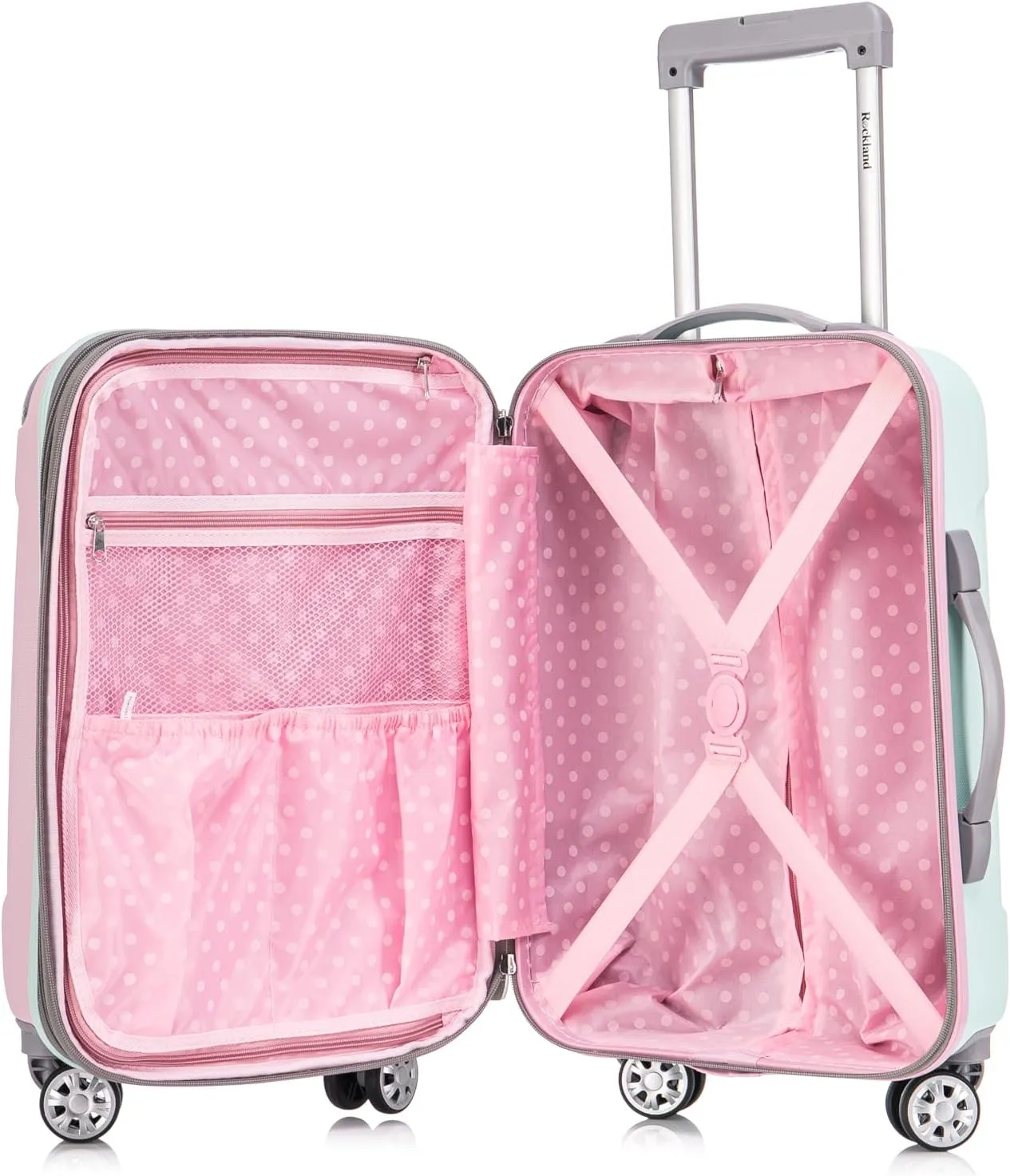 Rockland London Hardside Expandable Luggage with Spinner Wheels, Multicolor, 20"/14" 2pc Set
