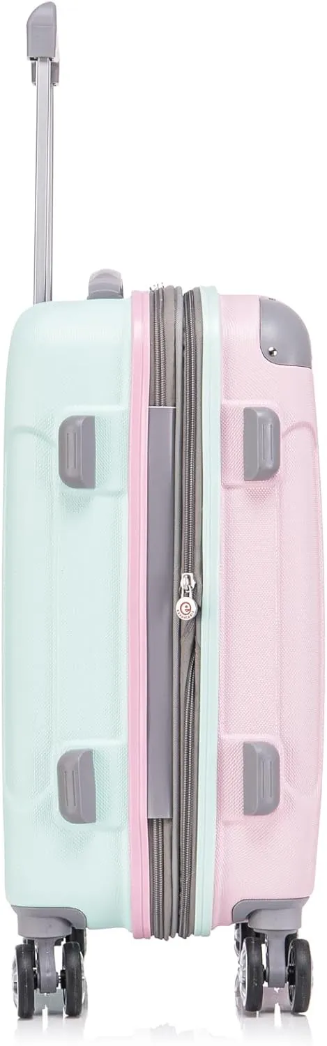Rockland London Hardside Expandable Luggage with Spinner Wheels, Multicolor, 20"/14" 2pc Set