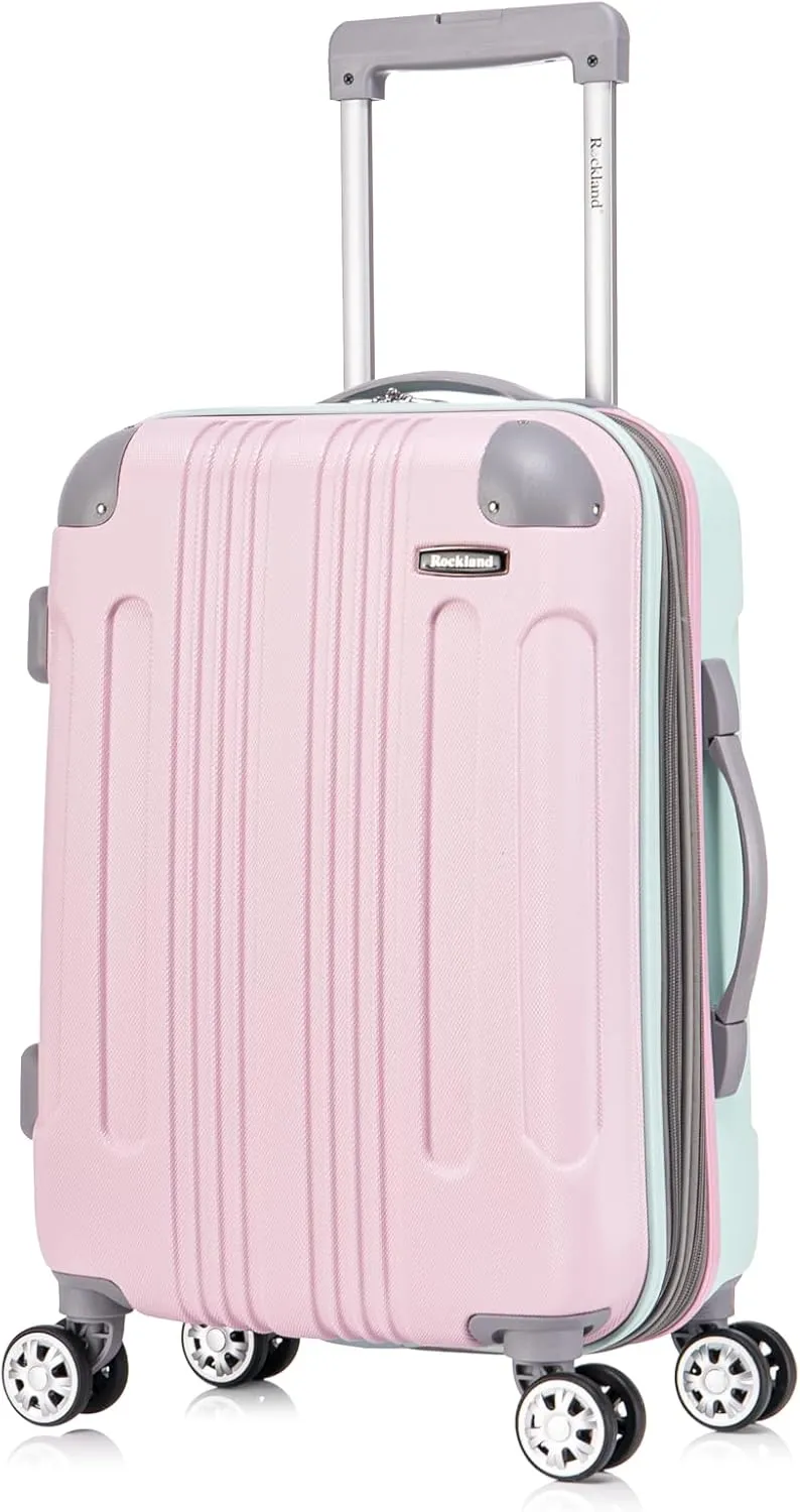Rockland London Hardside Expandable Luggage with Spinner Wheels, Multicolor, 20"/14" 2pc Set