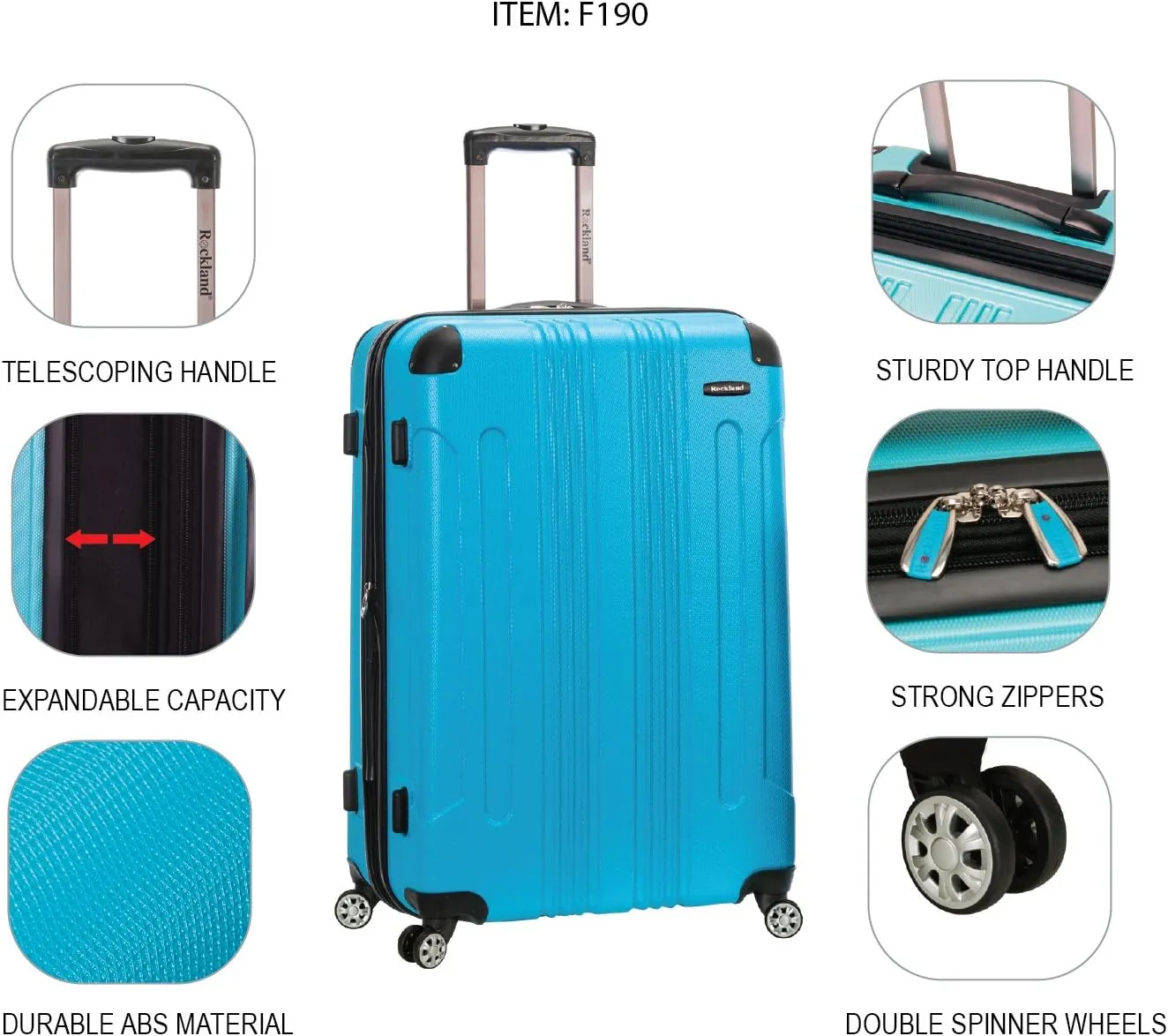 Rockland London Hardside Expandable Luggage with Spinner Wheels, Pink, 28-24-20-Inch