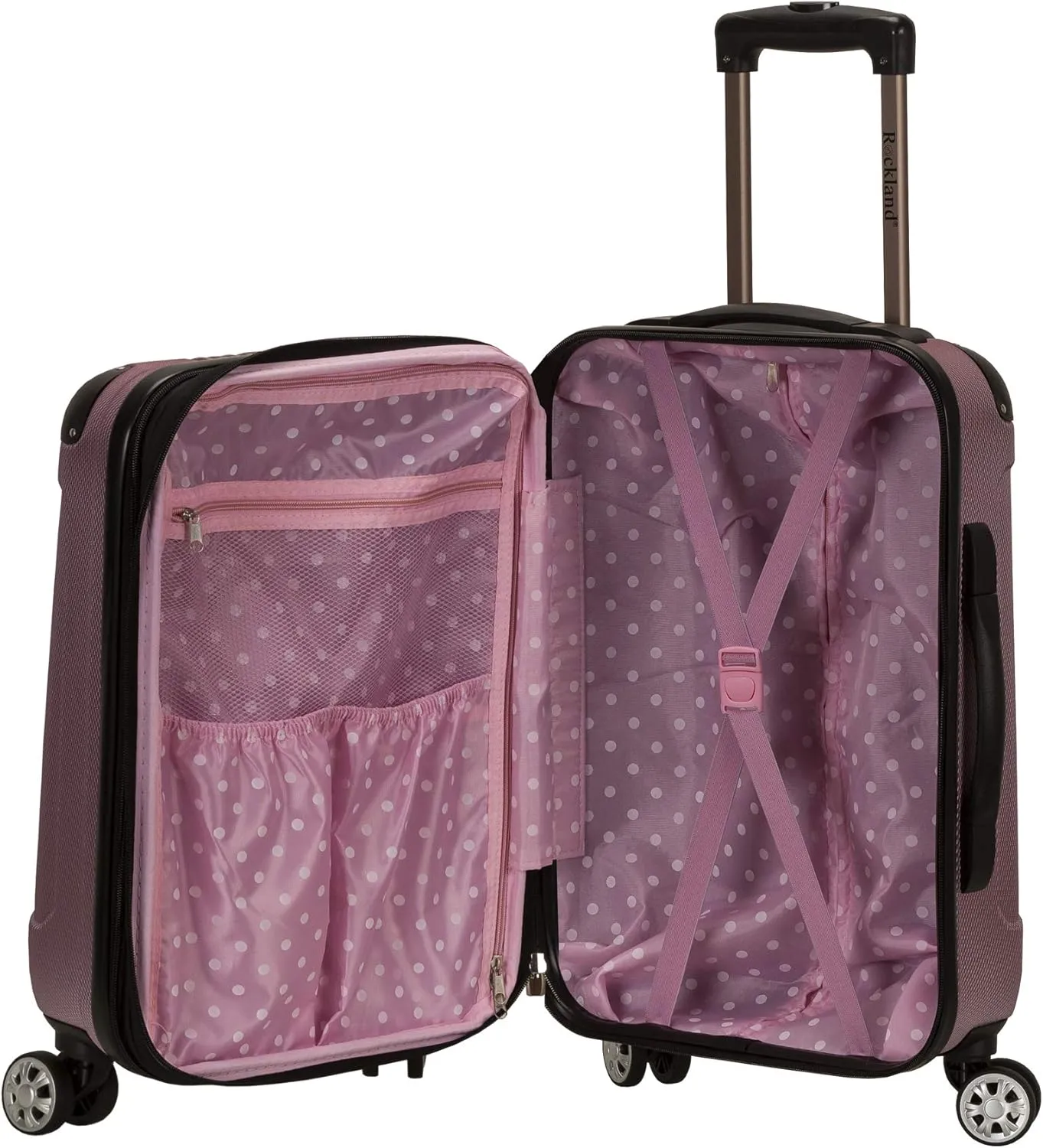 Rockland London Hardside Expandable Luggage with Spinner Wheels, Pink, 28-24-20-Inch