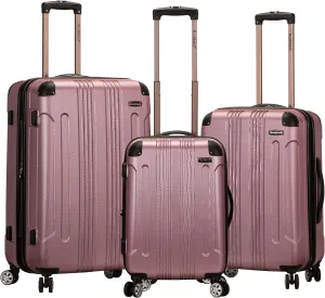 Rockland London Hardside Expandable Luggage with Spinner Wheels, Pink, 28-24-20-Inch