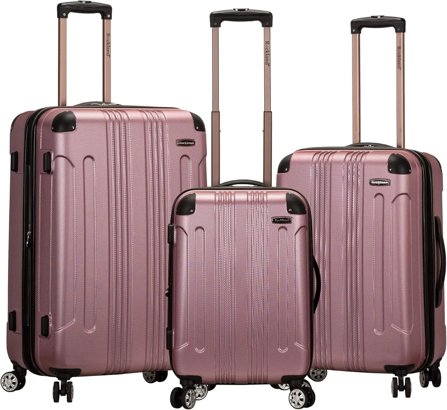 Rockland London Hardside Expandable Luggage with Spinner Wheels, Pink, 28-24-20-Inch