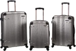 Rockland London Hardside Expandable Luggage with Spinner Wheels, Silver, 28-24-20-Inch