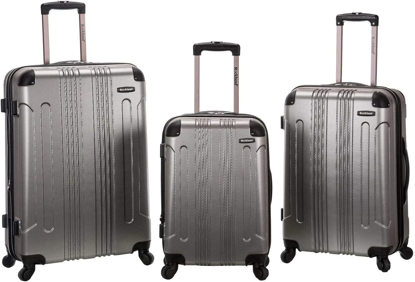 Rockland London Hardside Expandable Luggage with Spinner Wheels, Silver, 28-24-20-Inch