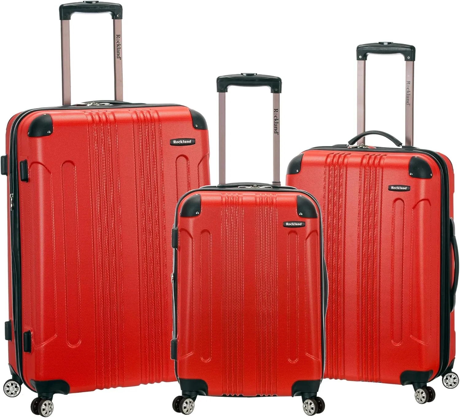 Rockland London Hardside Spinner Wheel Luggage, Red, 28-24-20-Inch