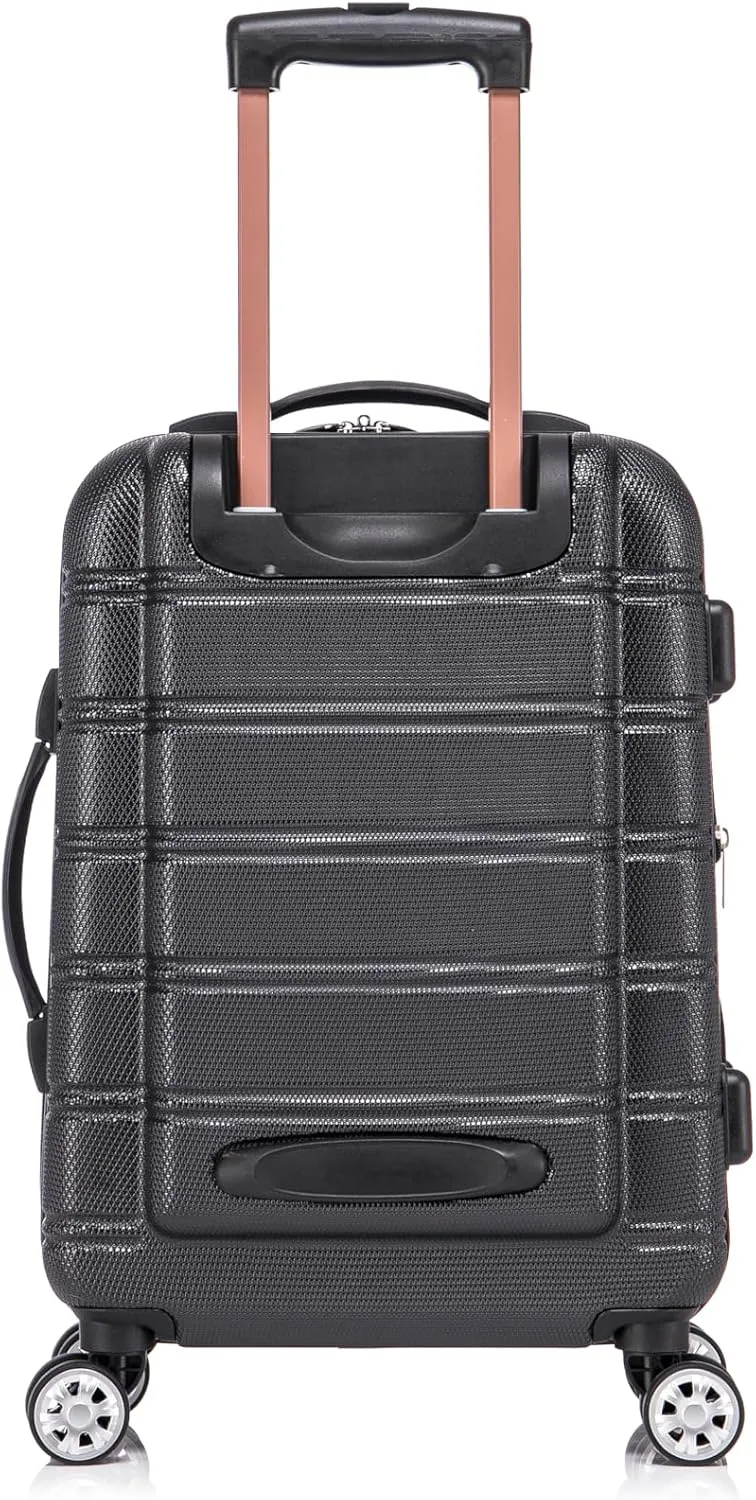 Rockland Melbourne Hardside Expandable Luggage with Spinner Wheels, Black, 20"/14" 2pc Set