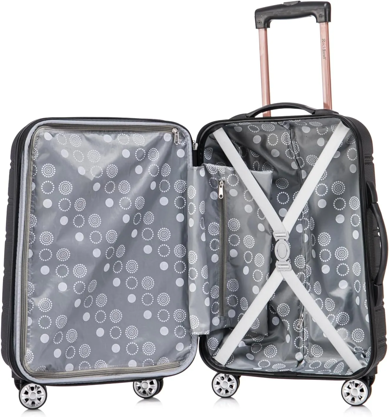 Rockland Melbourne Hardside Expandable Luggage with Spinner Wheels, Black, 20"/14" 2pc Set