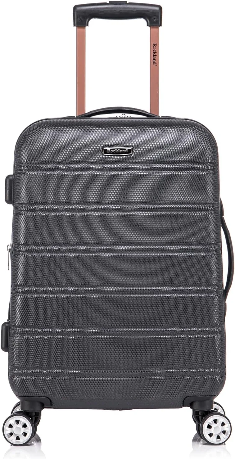 Rockland Melbourne Hardside Expandable Luggage with Spinner Wheels, Black, 20"/14" 2pc Set