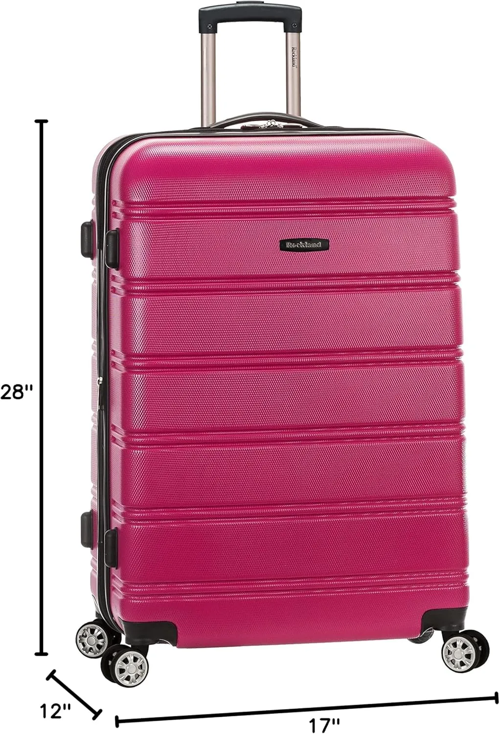 Rockland Melbourne Hardside Expandable Luggage with Spinner Wheels, Magenta, Checked Large 28"