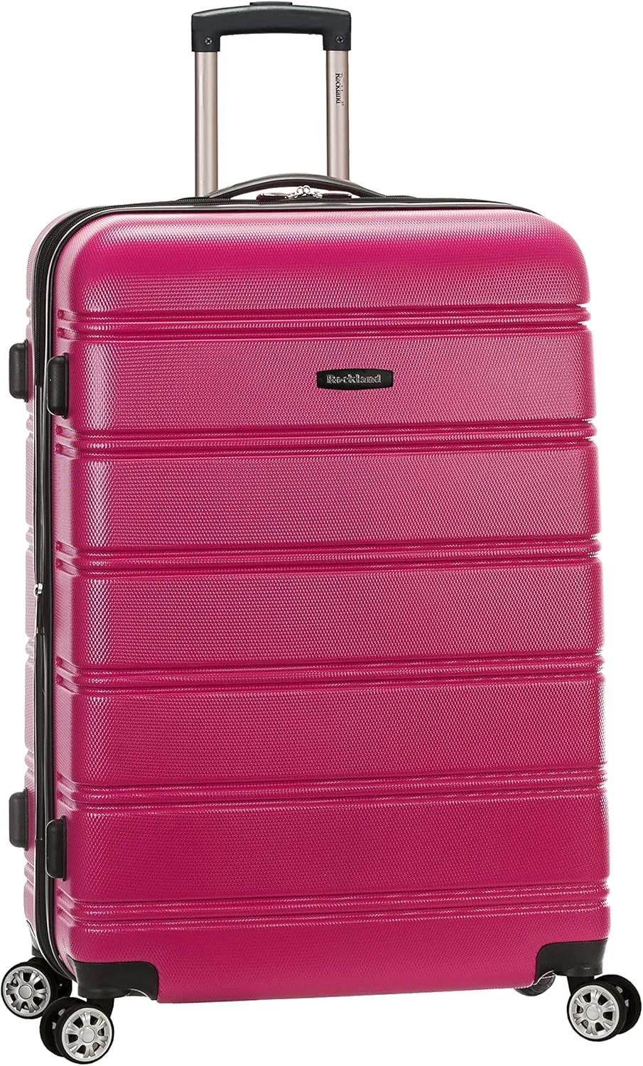 Rockland Melbourne Hardside Expandable Luggage with Spinner Wheels, Magenta, Checked Large 28"