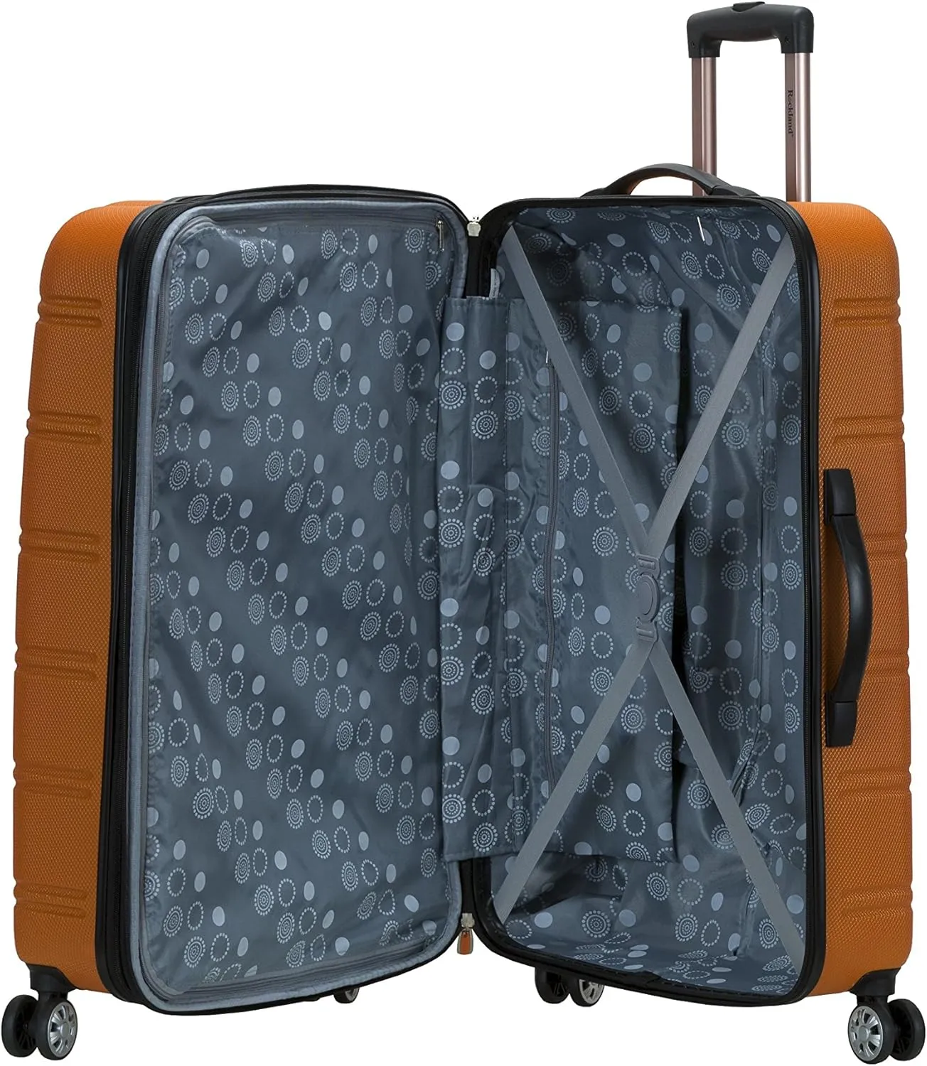 Rockland Melbourne Hardside Expandable Luggage with Spinner Wheels, Orange, Checked Large 28"