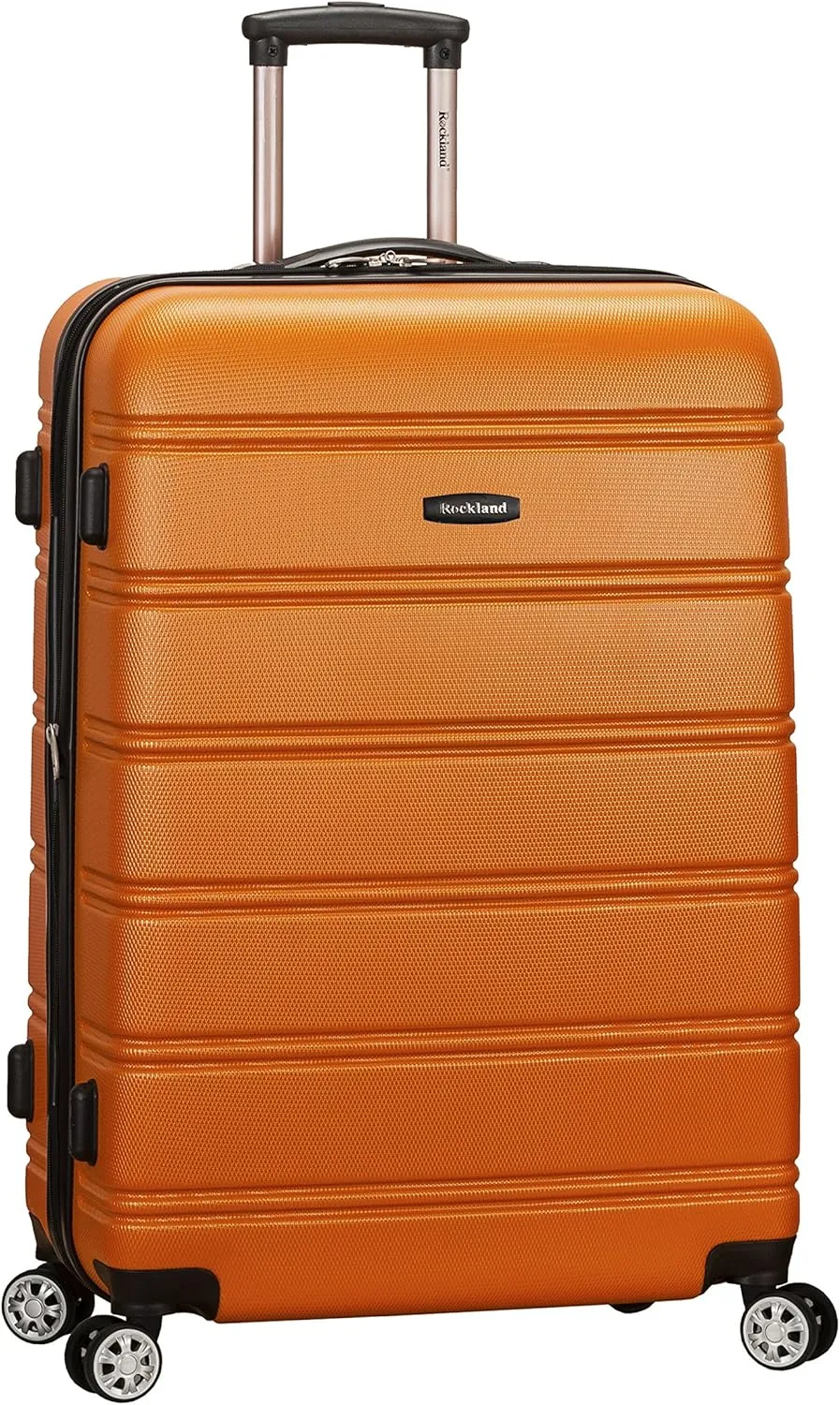 Rockland Melbourne Hardside Expandable Luggage with Spinner Wheels, Orange, Checked Large 28"