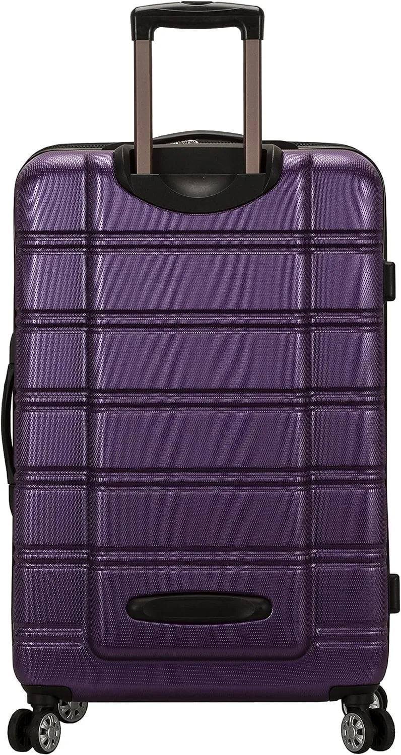 Rockland Melbourne Hardside Expandable Luggage with Spinner Wheels, Purple 24", Checked Medium 24"