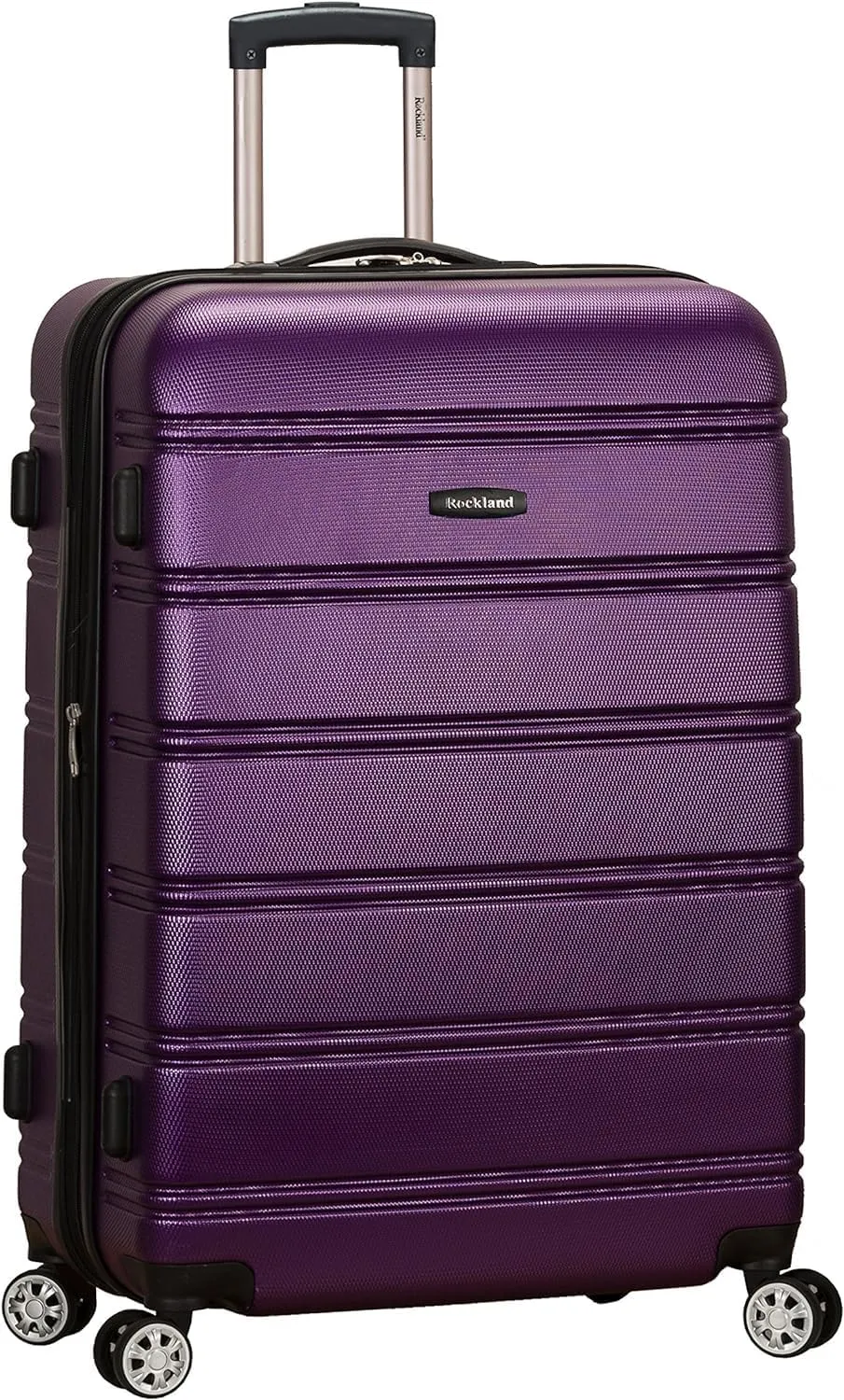 Rockland Melbourne Hardside Expandable Luggage with Spinner Wheels, Purple 24", Checked Medium 24"