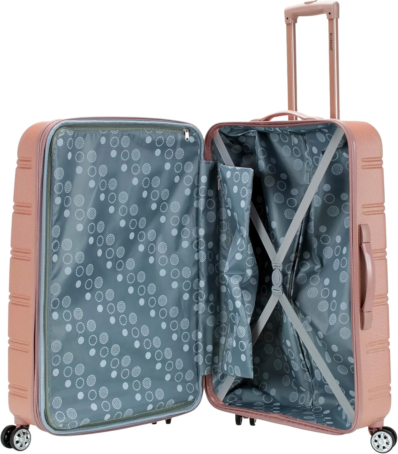 Rockland Melbourne Hardside Expandable Luggage with Spinner Wheels, Rosegold, Checked Large 28"