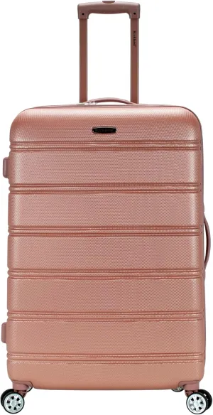 Rockland Melbourne Hardside Expandable Luggage with Spinner Wheels, Rosegold, Checked Large 28"