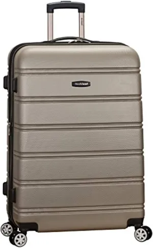 Rockland Melbourne Hardside Expandable Luggage with Spinner Wheels, Silver, Checked Large 28"