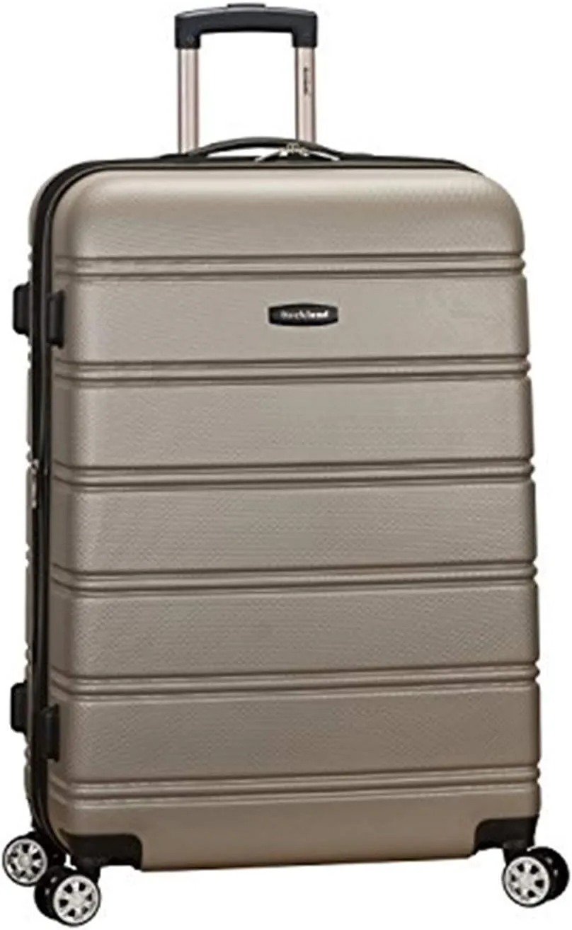 Rockland Melbourne Hardside Expandable Luggage with Spinner Wheels, Silver, Checked Large 28"