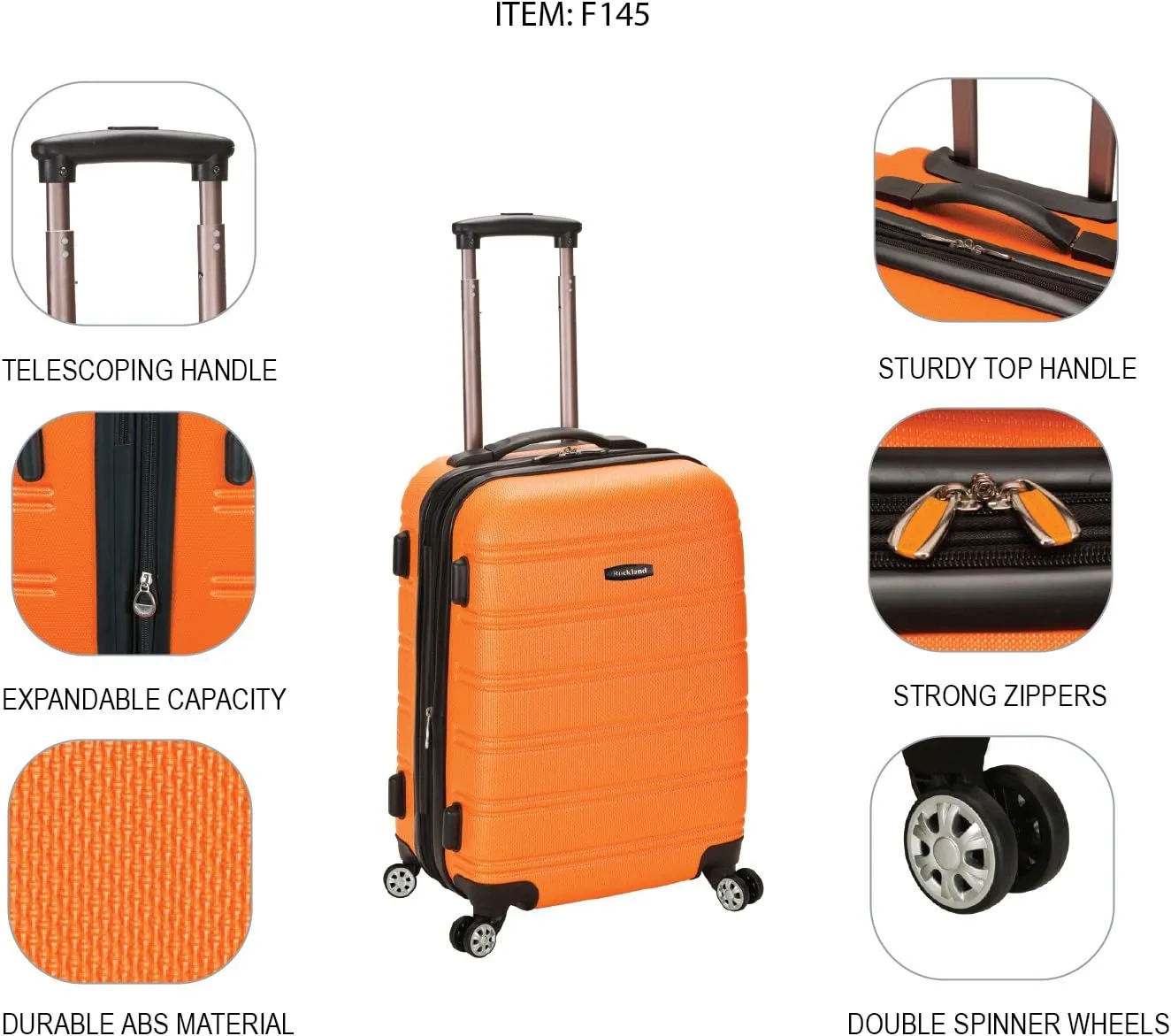 Rockland Melbourne Hardside Expandable Spinner Wheel Luggage, Blue, Carry-On 20-Inch