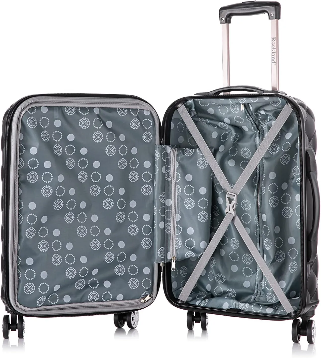 Rockland Melbourne Hardside Expandable Spinner Wheel Luggage, Quilt, Carry-On 20-Inch Black