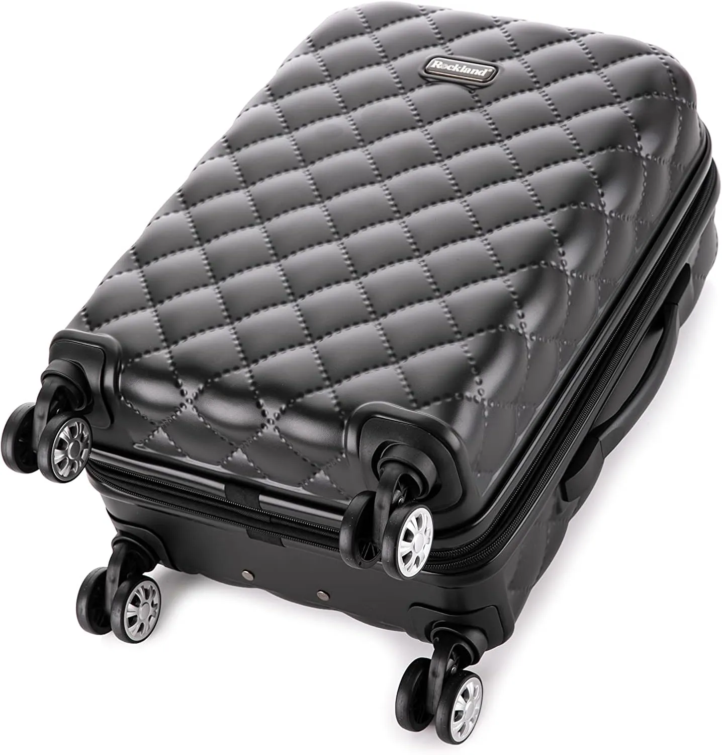 Rockland Melbourne Hardside Expandable Spinner Wheel Luggage, Quilt, Carry-On 20-Inch Black