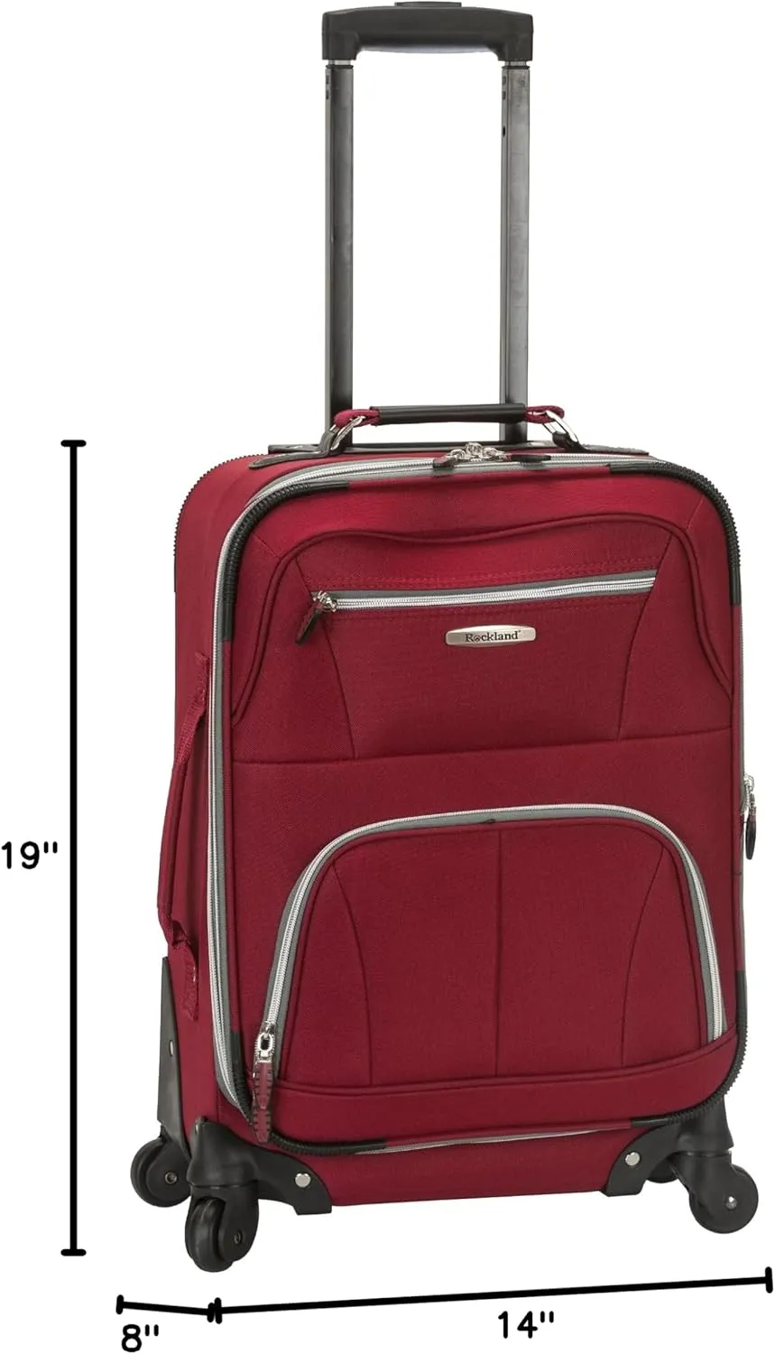 Rockland Pasadena Softside Spinner Wheel Luggage, Red, Carry-On 20-Inch