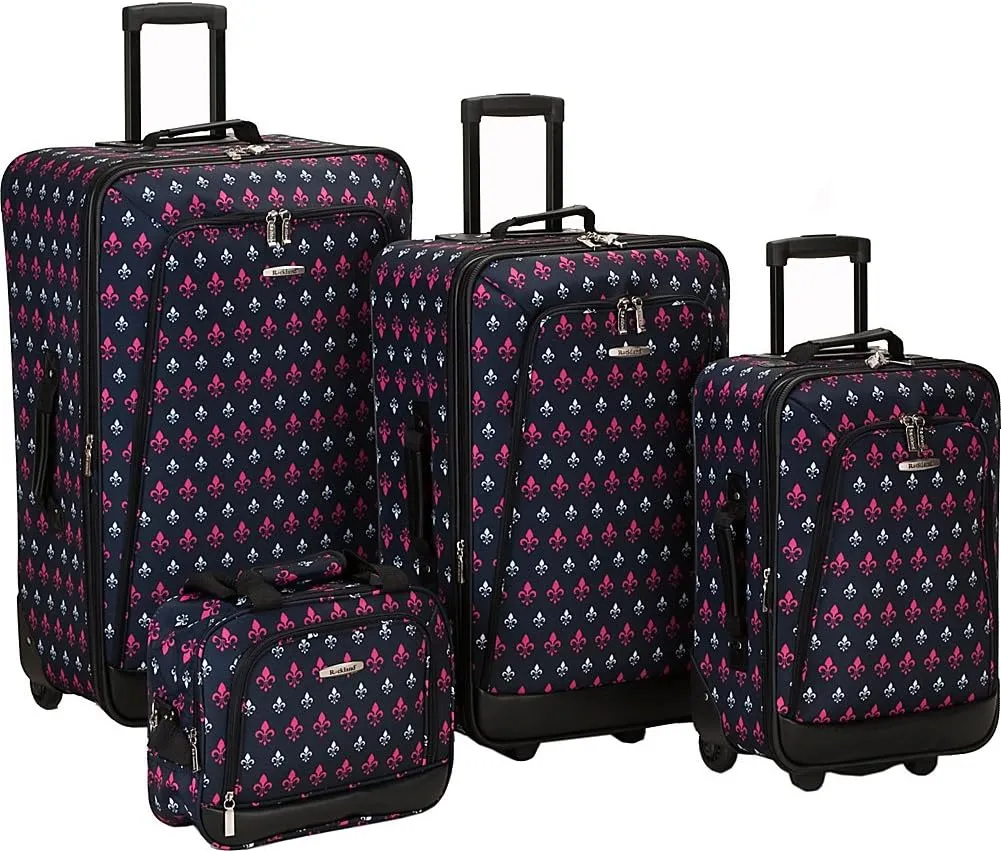 Rockland Reaction Fashion Softside Expandable Upright Luggage, Black Icon, 4-Piece Set (14/19/24/28)