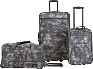 Rockland Vara Softside Upright Luggage, ACU CAMO, 3-Piece Set (20/22/28)