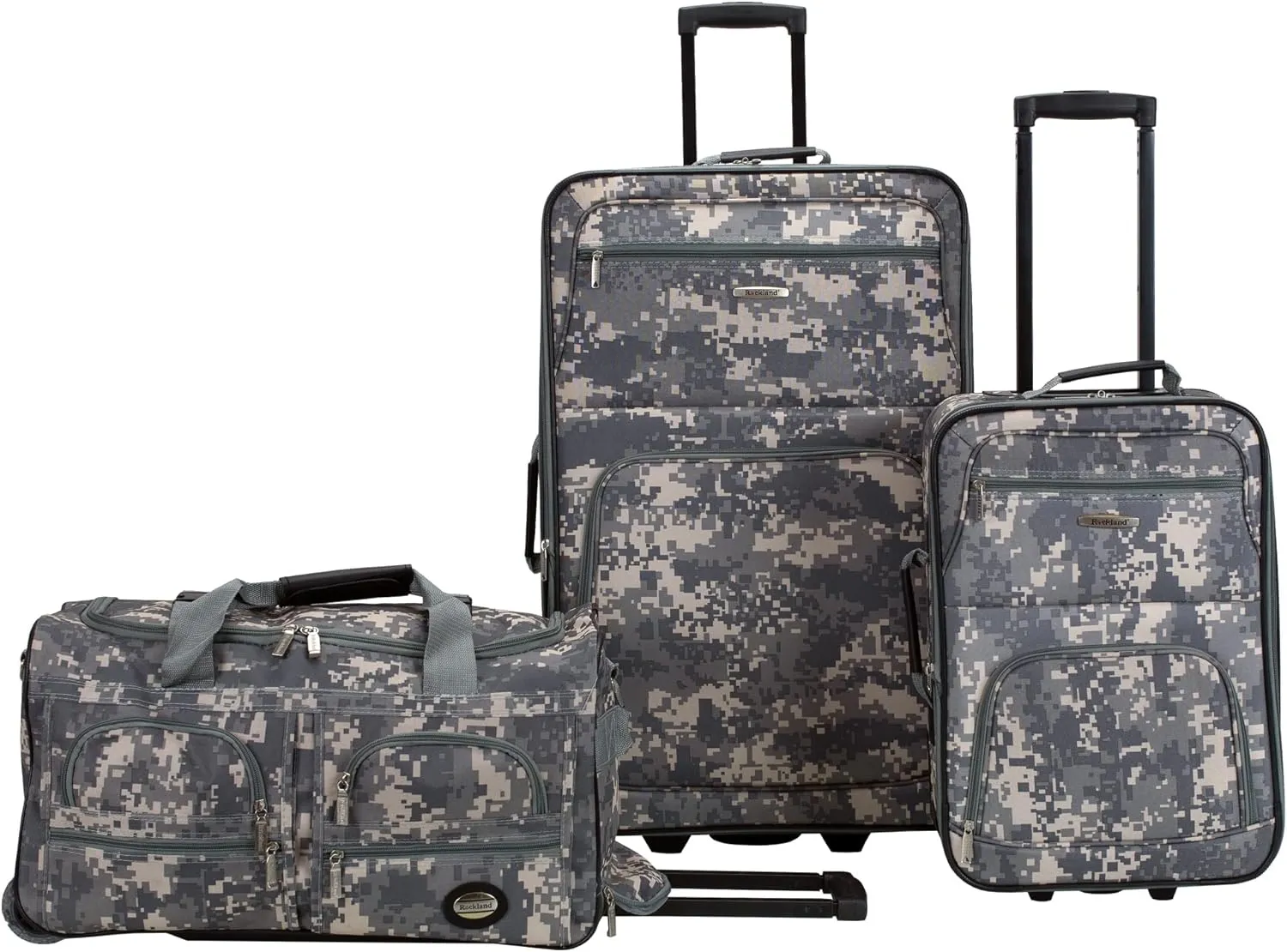 Rockland Vara Softside Upright Luggage, ACU CAMO, 3-Piece Set (20/22/28)