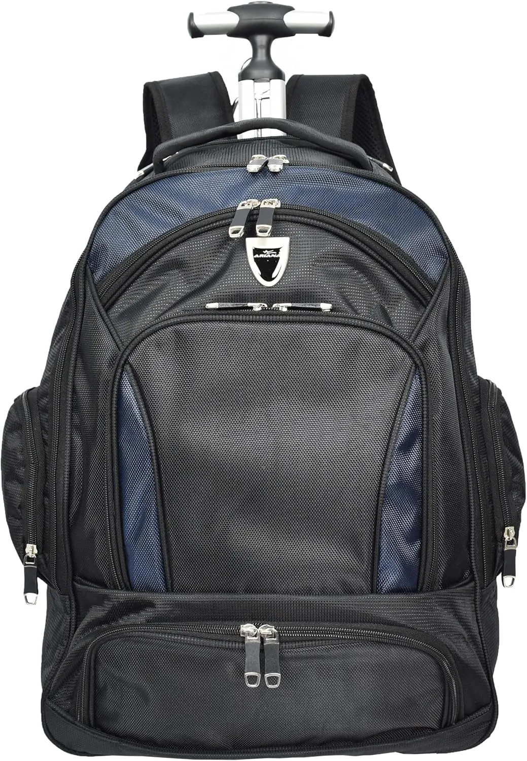 Rolling Backpack on Wheels Cabin Size Multi-use Travel Rucksack Wanaka, Navy, L