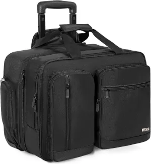 Rolling Briefcase Laptop Bag,17.3" Computer bag with wheels, Water Repellent Travel Roller Underseat Bag with RFID Blocking Pocket,Rolling Work Bags for women/men -Black