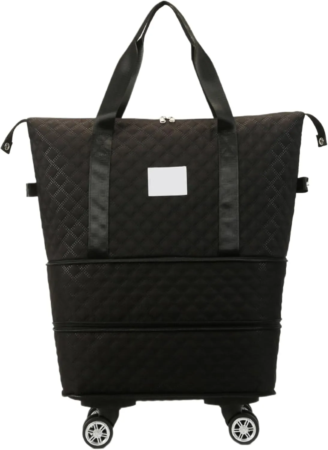 Rolling Duffel Bag with Wheels, Expandable Oxford Cloth Duffle Bag, Dry and Wet Separation Rolling Bag, Foldable Rolling Luggage Bag, Travel Duffle Bag, Weekend Bag for Travel (Black)