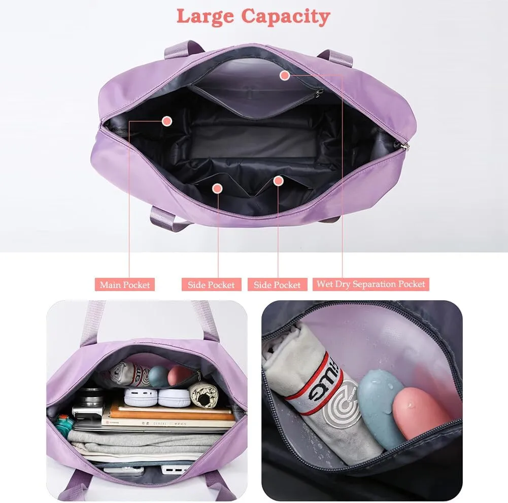 Rolling Duffle Bag with Wheels and Handle Foldable Travel Bag Expandable Carry on Bag with Detachable Casters Wheeled Weekender Bag for Women & Men - Pink